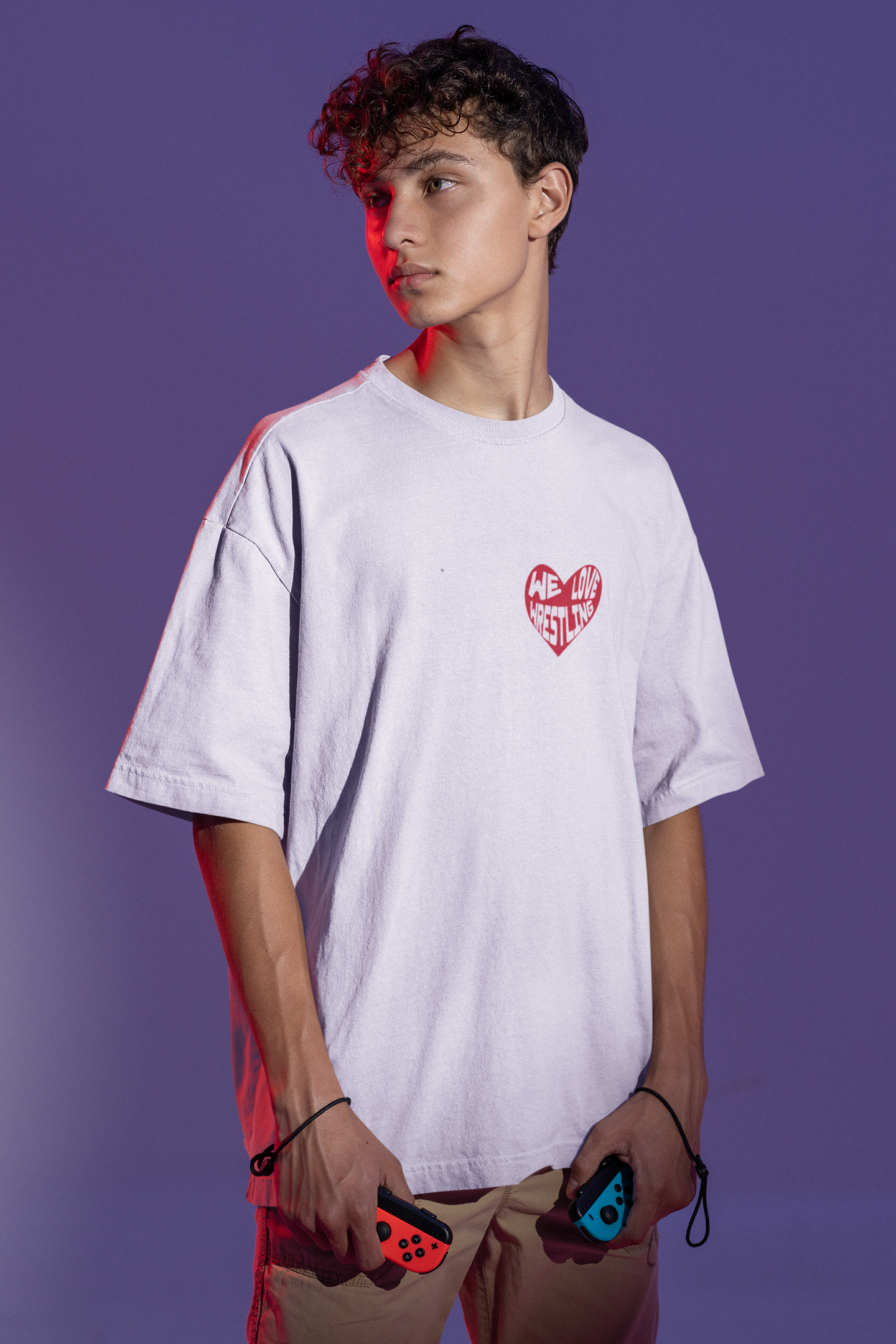 We LOVE WRESTLING - front only - Oversized Tee